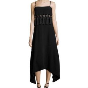 cinq a sept Sleeveless Tassel-Trim Midi Dress